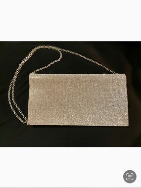 New Swarovski Silver Crystal Shoulder Clutch with Chain Simply Stunning